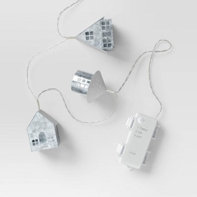 8ct LED Battery Operated Christmas Metal Village Novelty String Lights Warm White With Clear Wire - Wondershop™