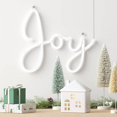 LED Battery Operated Christmas Neon Joy Hangable Sign White - Wondershop™