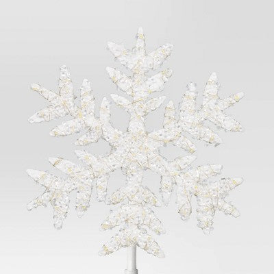 13.5" Pre-lit Snowflake Christmas Warm White LED Lights Tree Topper - Wondershop™