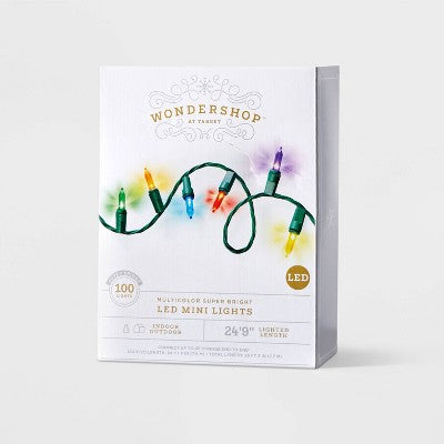 100ct LED Super Bright Mini Christmas String Lights Multicolor With Green Wire - Wondershop™