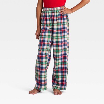 Kids' Plaid Microfleece Holiday Matching Family Pajama Pants - Wondershop™ Cream