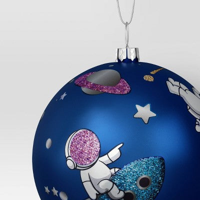 100mm Christmas Shatter-Resistant Ornament Space Blue With Astronaut - Wondershop™