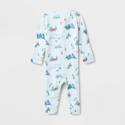 Baby "Tis The Ski-son!" Cozy Knit Holiday Matching Family Pajama Union Suit - Wondershop™ Blue