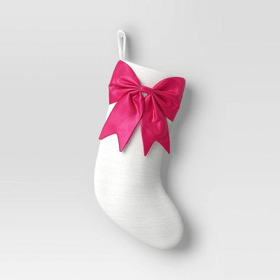 21" White Stocking With 3D Bow Decor - Wondershop™