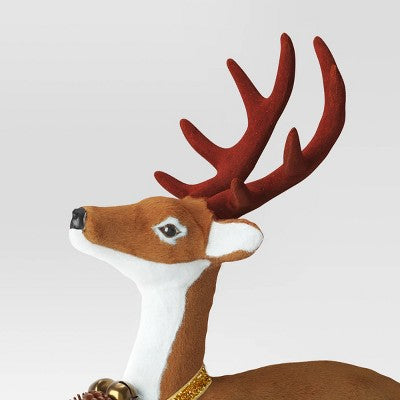 17" Flocked Deer With Greenery Animal Sculpture - Wondershop™ Brown