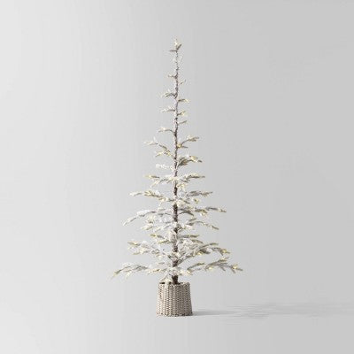 Pre-lit Flocked Balsam Fir Artificial Christmas Tree With Basket Base Warm White LED Lights - Wondershop™