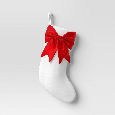 21" White Stocking With 3D Bow Decor - Wondershop™