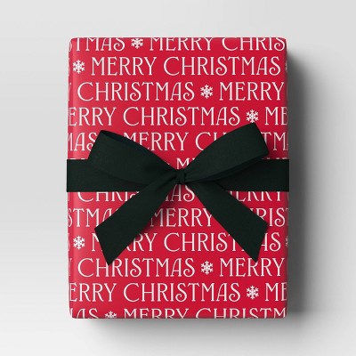 30" 50 Sq Ft Christmas Roll Wrap Merry Christmas On Red - Wondershop™