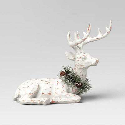 10.25" Sitting Reindeer Animal Figurine - Wondershop™ White