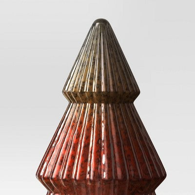 10.25" Battery Operated Lit Glass Christmas Tree Figurine - Wondershop™