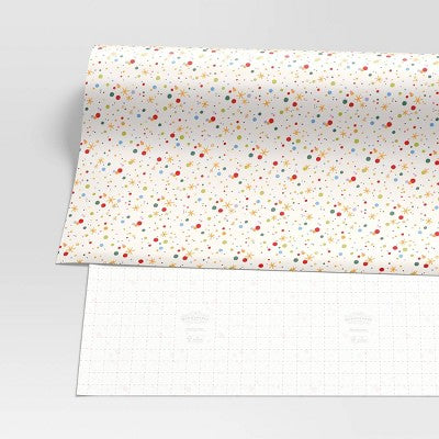 30” 90 Sq Ft Christmas Roll Wrap Multi-Color Dots/Stars On Cream - Wondershop™