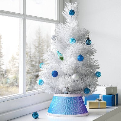 7" Christmas Tinsel Mini Tree Collar Silver - Wondershop™