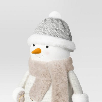 Fabric Snowman Figurine With Stocking - Wondershop™ White