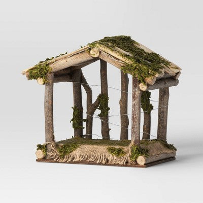 4pc Battery Operated Lit Wood Nativity Scene Figurine Set - Wondershop™