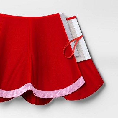 Christmas Tree Stand Collar With Scalloped Satin Edge Red/Pink - Wondershop™