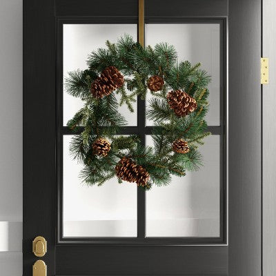 24" Mixed Greenery With Pinecones Artificial Christmas Wreath Green - Wondershop™
