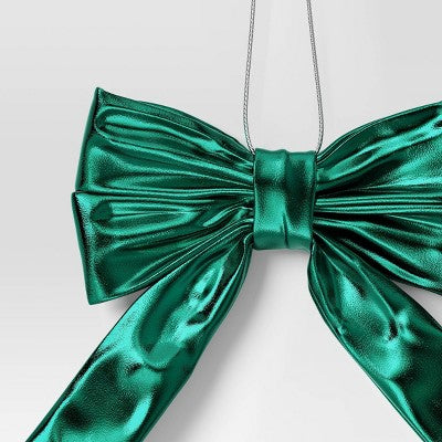 6.75" Christmas Metallic Bow Ornament Green - Wondershop™