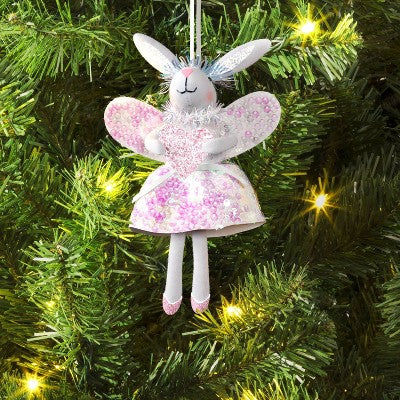 4.5" Christmas Pink Bunny With Wings Ornament - Wondershop™