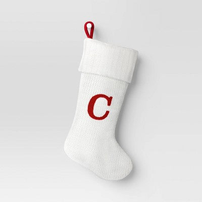 Knit Monogram Christmas Stocking White - Wondershop™
