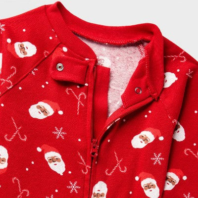 Baby Santa Print Ribbed Holiday Matching Family Footed Pajama - Wondershop™ Red