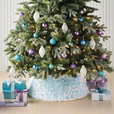 27" Christmas Iridescent Sequined Tree Collar White - Wondershop™