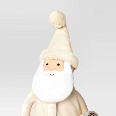 22.5" Fabric Santa Sculpture With Pinecone Wreath - Wondershop™