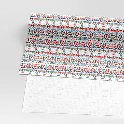 30” 90 Sq Ft Christmas Roll Wrap Scandinavian Sweater Pattern - Wondershop™