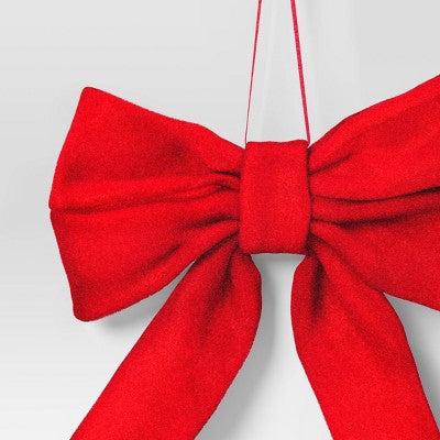 6.5" Christmas Velvet Bow Ornament Red - Wondershop™