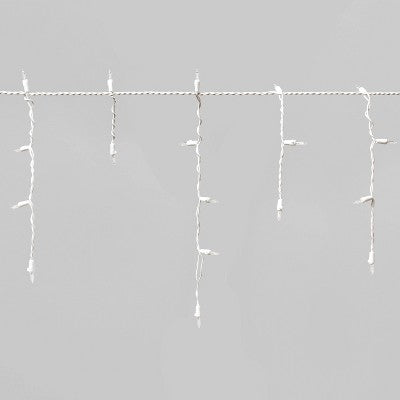 70ct LED Christmas Icicle Lights Cool White With White Wire - Wondershop™