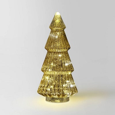 14.75" Battery Operated Lit Glass Christmas Tree Sculpture - Wondershop™