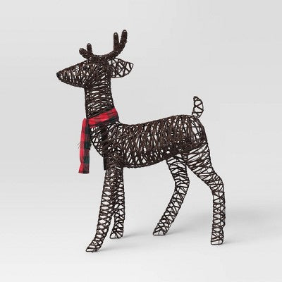 LED 45" Faux Rattan Buck Christmas Novelty Sculpture Light Warm White - Wondershop™