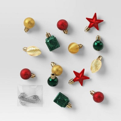 25ct Assorted Shatter-Resistant Christmas Tree Ornament Set - Wondershop™