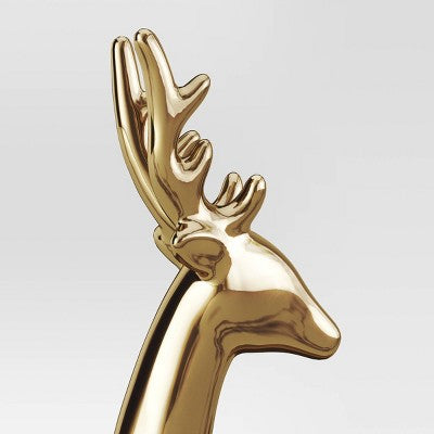 14.75" Plated Ceramic Standing Reindeer Animal Sculpture - Wondershop™ Gold