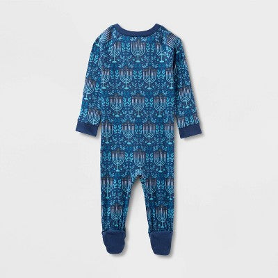 Baby Hanukkah Ribbed Holiday Matching Family Footed Pajama - Wondershop™ Blue