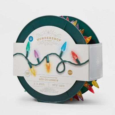 150ct LED C6 Faceted Christmas String Lights Spool Multicolor With Green Wire - Wondershop™