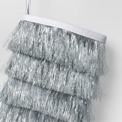20" Christmas Tinsel Stocking Silver - Wondershop™