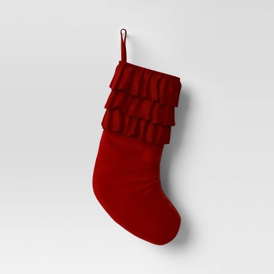 20" Velvet Stocking With Ruffles - Wondershop™