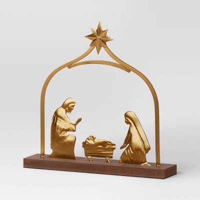 3pc Metal Christmas Nativity Scene Figurine Set - Wondershop™ Gold