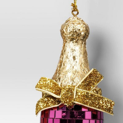 5" Christmas Disco Wine Ornament Hot Pink - Wondershop™