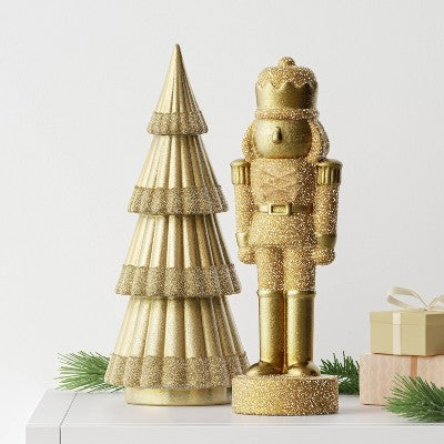 12" Christmas Gold Tree Foil And Glittered Trim - Wondershop™