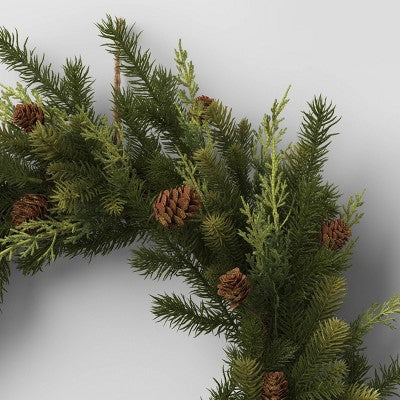 20" Mixed Greenery With Pinecones And Vine Artificial Christmas Wreath Green - Wondershop™