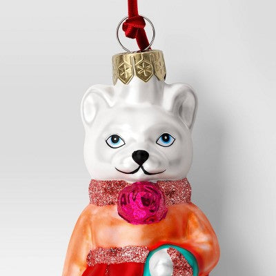 Christmas Glass Dressed White Cat Ornament - Wondershop™