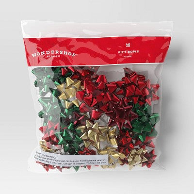 40ct Christmas Bow Bag Traditional - Wondershop™