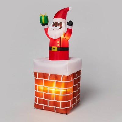 6' LED Animated Santa In Chimney Christmas Inflatable Decoration Red - Wondershop™: Festive Outdoor Display With Lights