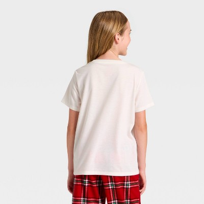 Kids' "Tis The Season" Short Sleeve Holiday Matching Family Pajama Shirt - Wondershop™ Cream