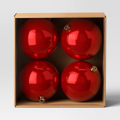4ct 150mm Christmas Ornament Set Red - Wondershop™