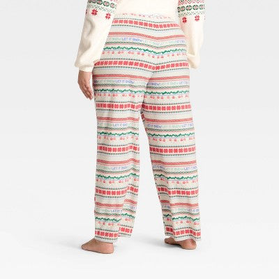 Women's "Let It Snow" Fair Isle Microfleece Holiday Matching Family Pajama Pants - Wondershop™ Cream