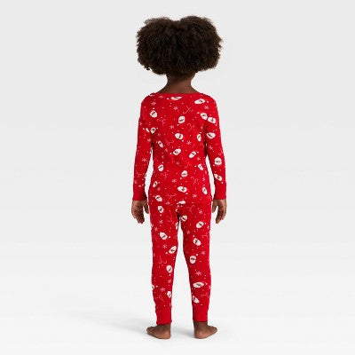 Toddler Santa Print Ribbed Long Sleeve Shirt And Pants Holiday Matching Family Pajama Set - Wondershop™ Red