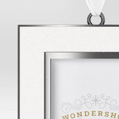 3.5" Glittered Metal Picture Frame Christmas Tree Ornament - Wondershop™