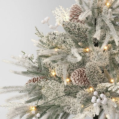 28" Pre-Lit Christmas Mixed Artificial Flocked Greenery With Ground Stake - Wondershop™